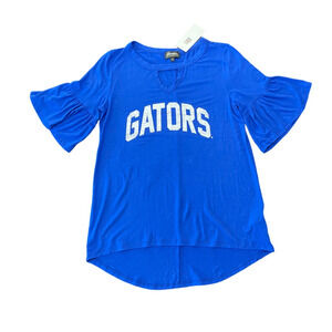 Game Day Couture Gators Blue Bell Sleeve Football Top Sports Fun Size Small NWT
